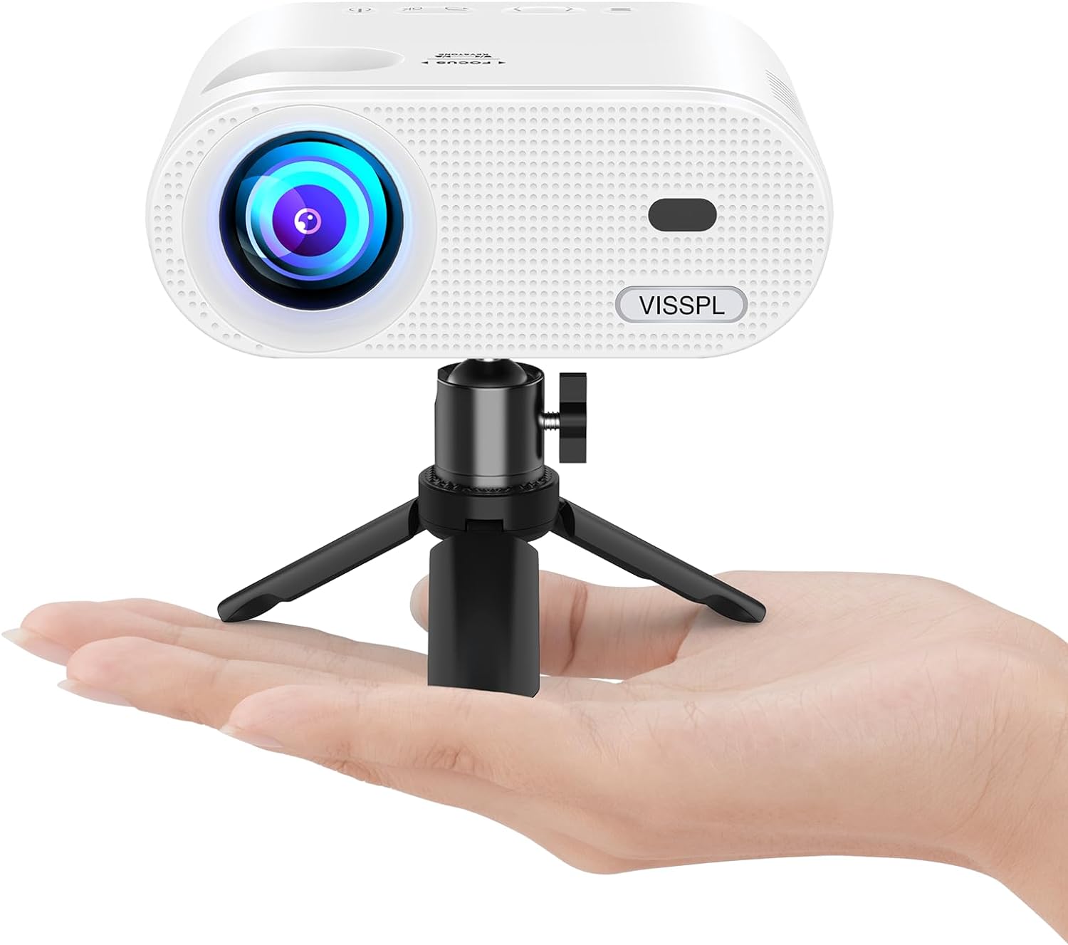 Mini Projector, VISSPL Full HD 1080P Video Projector, Portable Outdoor Projector with Tripod, Kids Gift, Home Theater Movie Phone Projector Compatible with Android/iOS/Windows/TV Stick/HDMI/USB